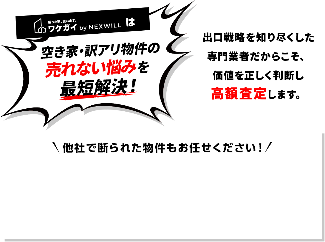 ワケガイは、空き家・訳アリ物件の売れない悩みを最短解決！