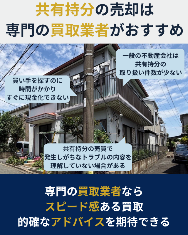 共有持分の売却は、専門の買取業者に依頼したほうがよい理由が分かる図解