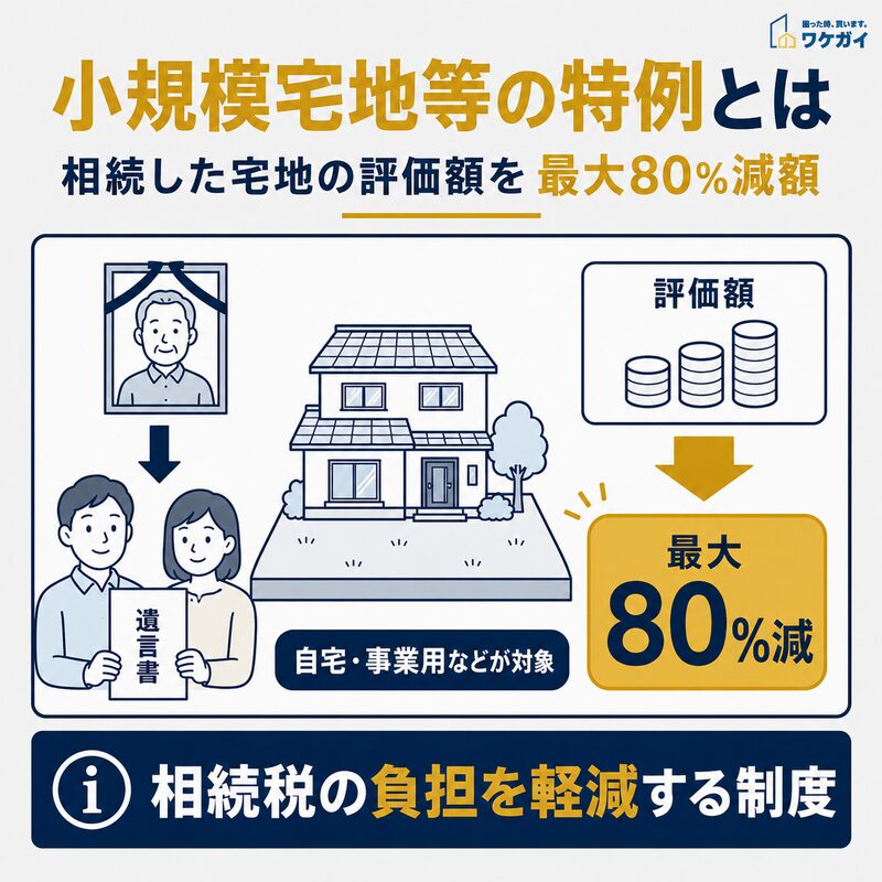 小規模宅地等の特例で相続した宅地の評価額を最大80％減額できる仕組み