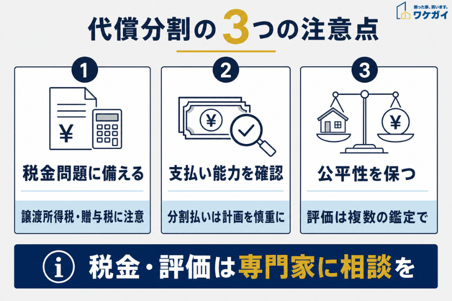 代償分割の3つの注意点