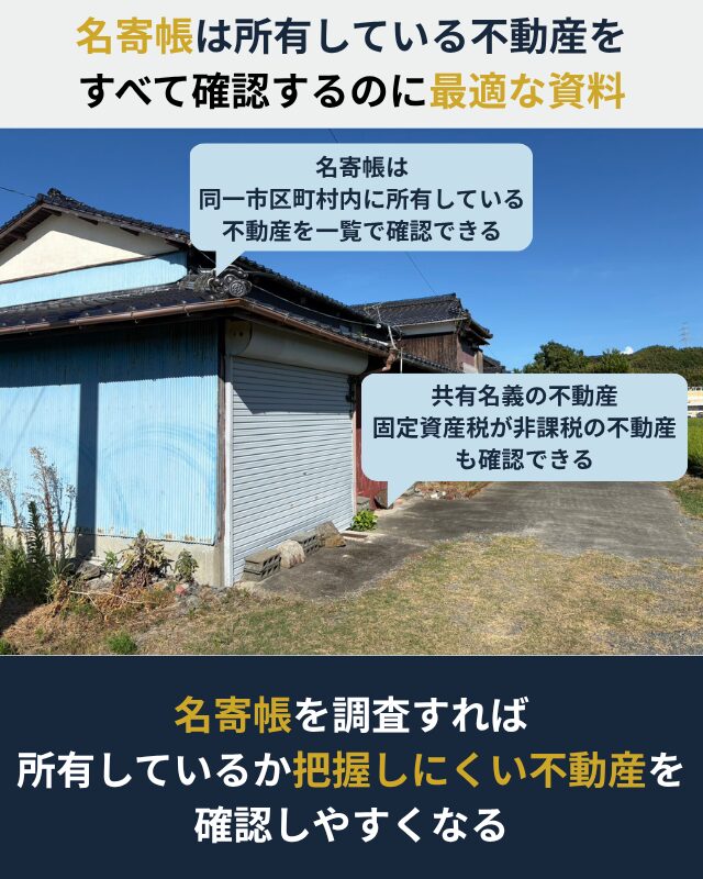名寄帳の役割、確認することで得られる効果を示した図解