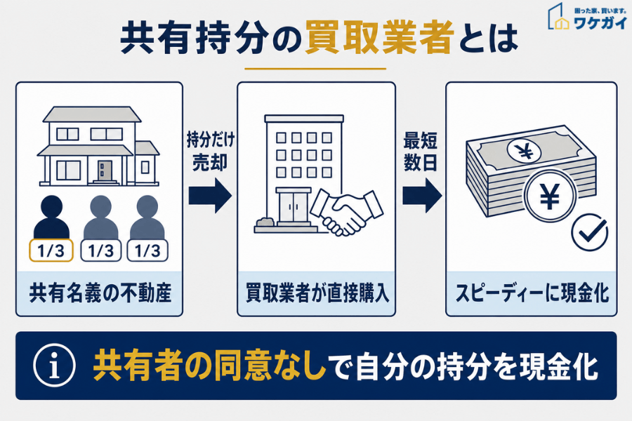 共有持分の買取業者とは｜持分だけを売却して現金化する流れ