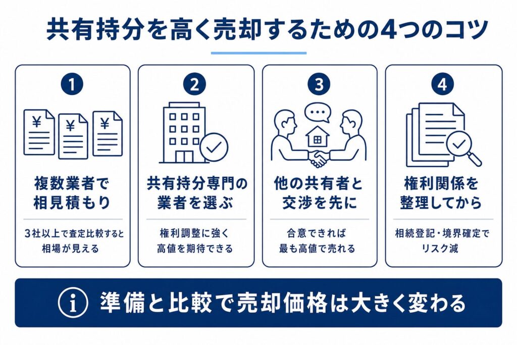 共有持分を高く売却するための4つのコツ