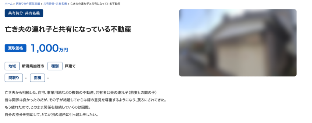 共有持分の買取実績