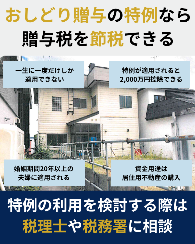 おしどり贈与の特例の条件を示した図解