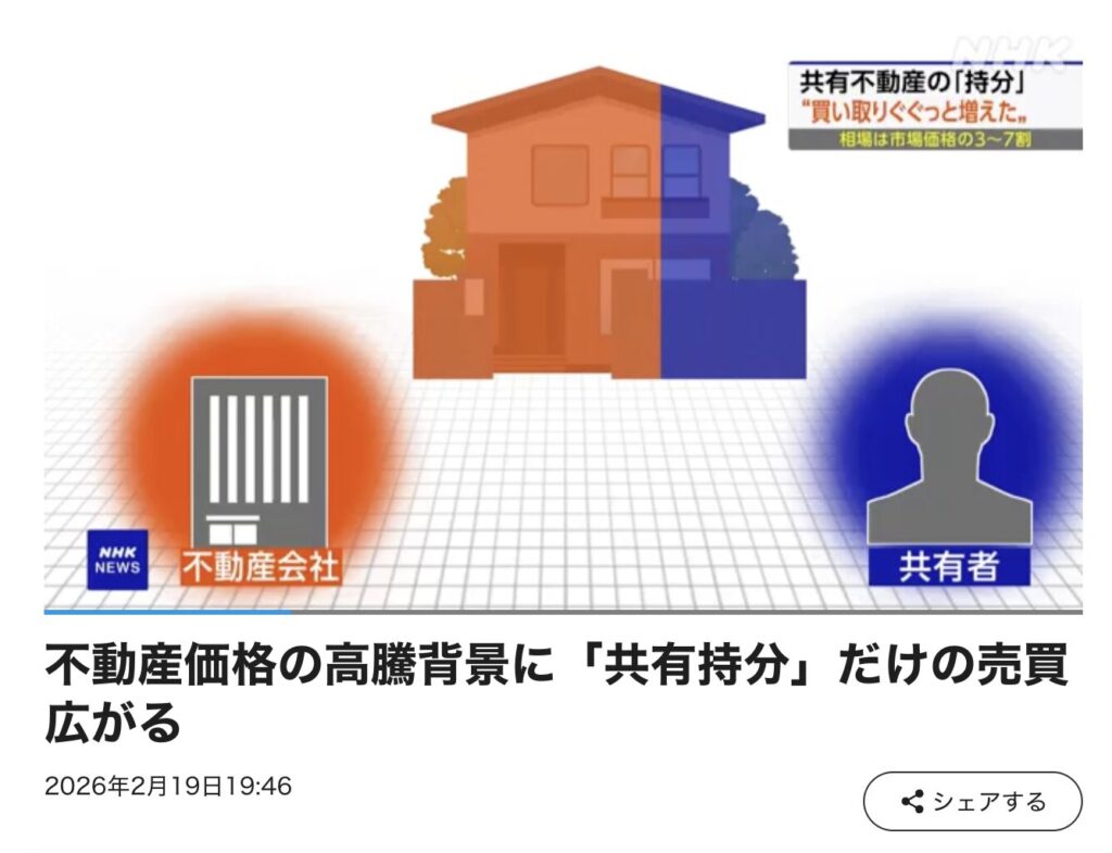 共有持分の売却に関するニュース
