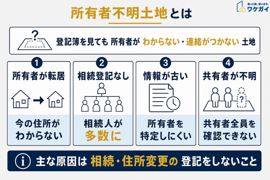 所有者不明土地の定義と主なケース