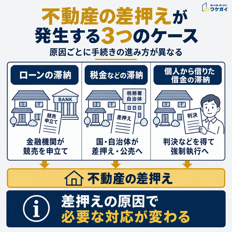 不動産の差押えが発生するローン滞納・税金滞納・個人間の借金滞納の3ケース