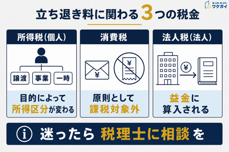 立ち退き料に関わる3つの税金