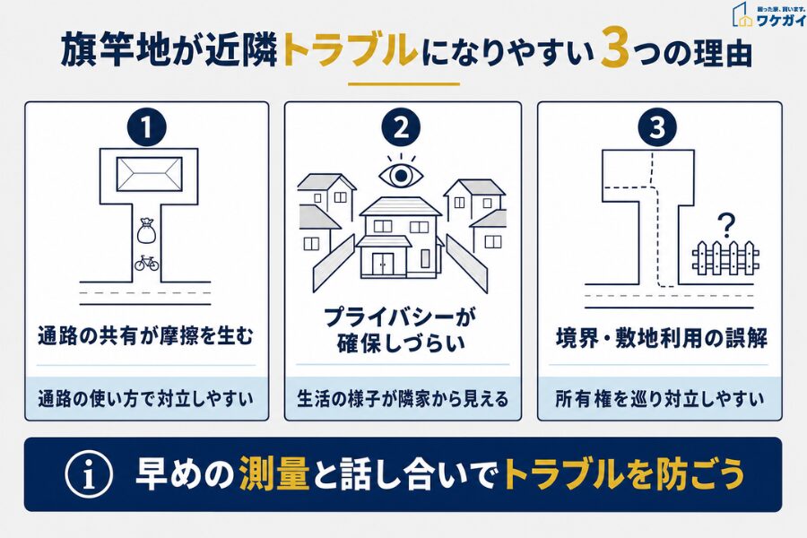 旗竿地のトラブル