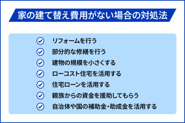​​家の建て替え費用がない場合の対処法