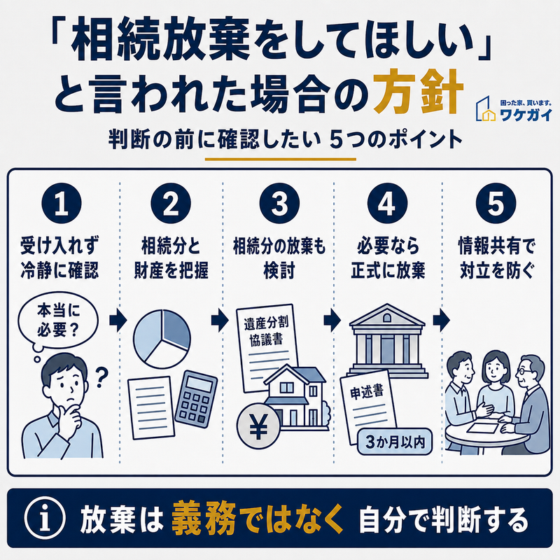 「相続放棄をしてほしい」と言われた場合に確認したい5つの方針