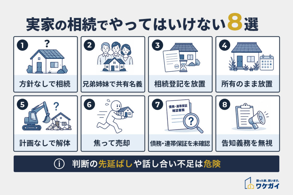実家の相続でやってはいけないこと8選