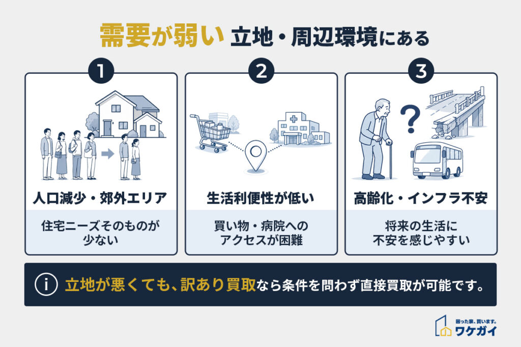理由①：需要が弱い立地・周辺環境にある