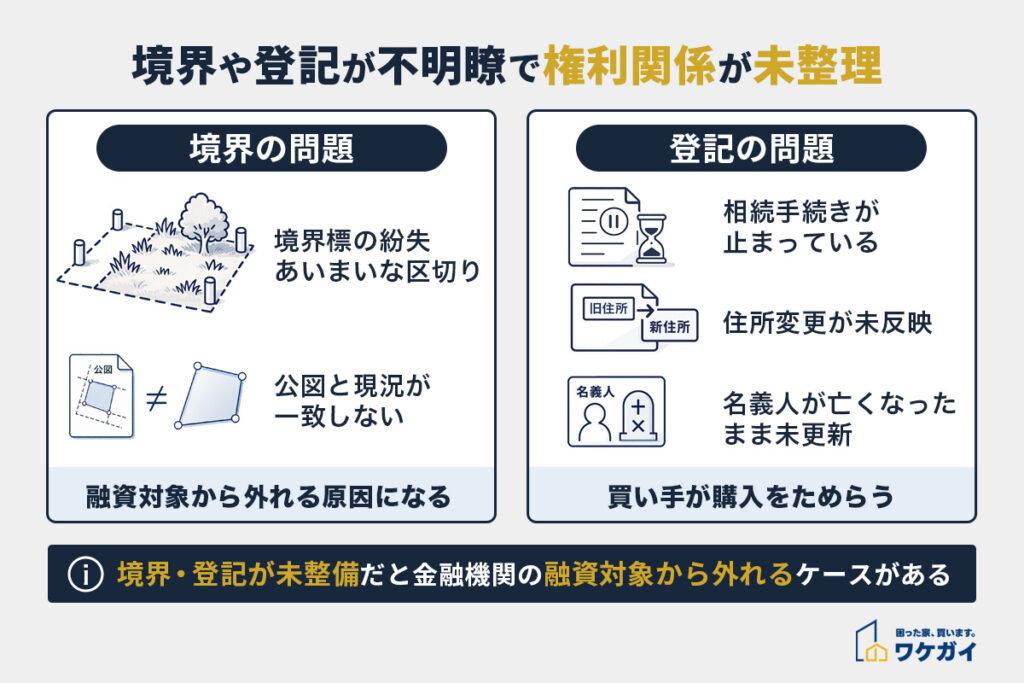 理由④：境界や登記が不明瞭で権利関係が未整理