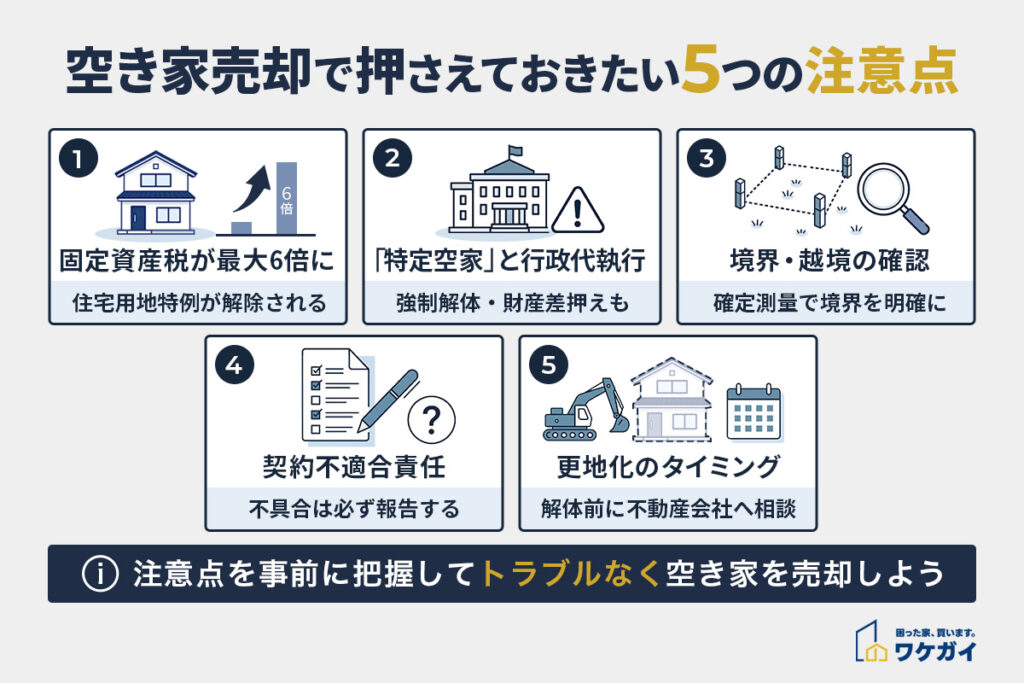 空き家の売却で押さえておきたい5つの注意点